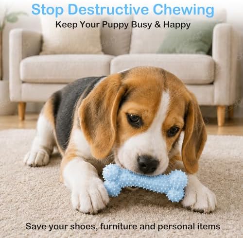 Puppy Toys, 6 Pack Dog Chew Toys for Puppy, Cute Blue Small Dog Toys, Teething Toys for Puppies, Soft Durable Interactive Chew Toy for Small Dogs - Image 3