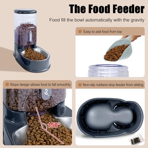 Stainless Steel Automatic Pet Feeder for Small&Medium Pets Automatic Food Feeder and Waterer Stainless Steel Bowls Set 3.8 L, Travel Supply Feeder and Water Dispenser for Dogs Cats Pets Animals - Image 4