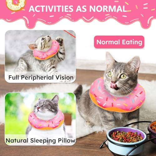 Hpetppy Cat Cone Collar Soft, Cat Recovery Collar for Wound Healing Cute Donut Adjustable Kitten Cones to Stop Licking Comfortable Lightweight Neck Elizabethan Collars for Kittens After Surgery - Image 4