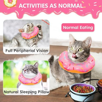 Hpetppy Cat Cone Collar Soft, Cat Recovery Collar for Wound Healing Cute Donut Adjustable Kittens Cones to Stop Licking Comfortable Lightweight Neck Elizabethan Collars for Cats Kittens After Surgery - Image 4