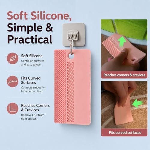 Self-Cleaning Cat Brush for Shedding and Pet Hair Remover Set, Pink - Image 6