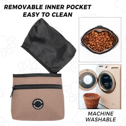Dog Treat Pouch with Pet Training Clicker, Detachable Dog Puppy Training Treat Bag, 900D Oxford Cloth Magnetic Closure Small Dog Walking Bag for Travel or Outdoor Use (Coffee) - Image 6