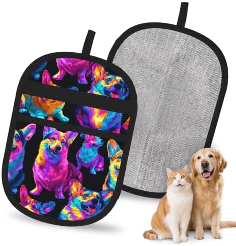 Dog Colorful Neon Pop Art Welsh Puppy Pet Hair Removal Glove For Cats Dogs by FREEHOTU