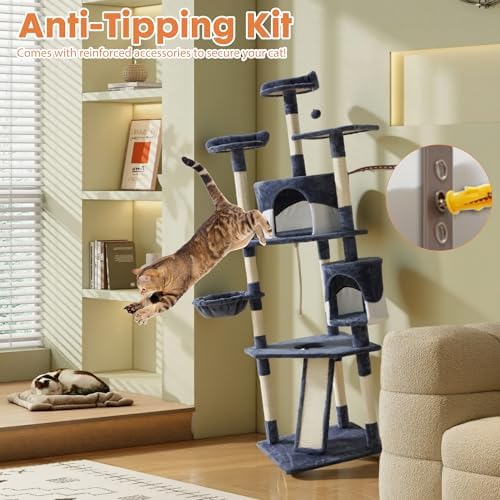 DUMOS Tall 79in Cat Tree Tower with Scratching Posts, Indoor Cats Use - Image 6