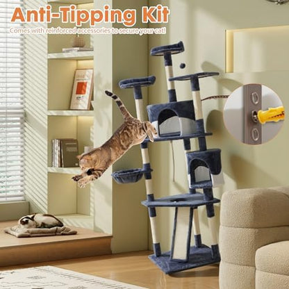 DUMOS Tall 79in Cat Tree Tower with Scratching Posts, Indoor Cats Use - Image 6