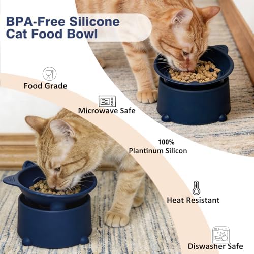 Raised Slow Feeder Cat Bowl, Silicone Elevated Tilted Cat Slow Feeder Bowl - Image 3