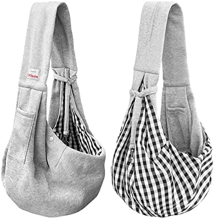 Pet Dog Sling Carrier for 3-10 lbs pet,Dog Purse Pouch,Dog Satchel,Reversible unadjustable Strap Travel Hand-Free Safe Bag Small Puppy Backpack (Grey) - Image 6