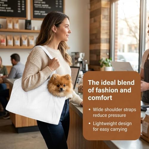 Everyday Cozy Carry Dog Tote for Small Dogs up to 13 lbs, White - Image 4