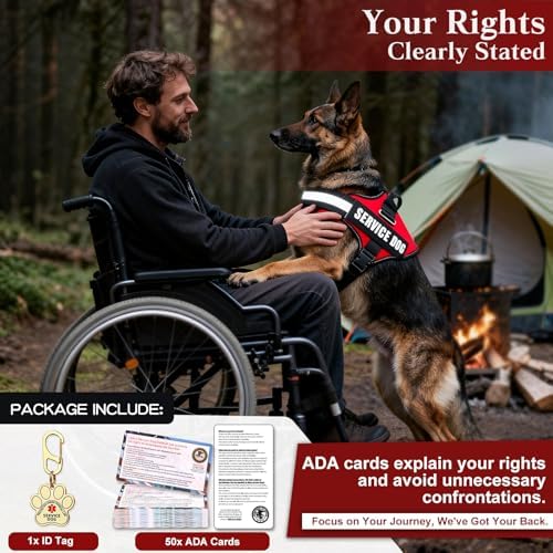 Opstin Service Dog Vest, ID Tag + 50 ADA Information Cards, Service Dog Harness in Sizes X Small to XX Large, Ruggedized Metal Tag, 2-Sided Service Animal Information Cards, ESA Accessory Set X-Large - Image 2