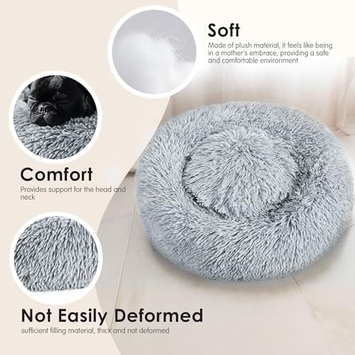 Extra Large Dog Beds, 36in Human Dog Anxiety Relief Comfort Bed(Light Grey) - Image 4