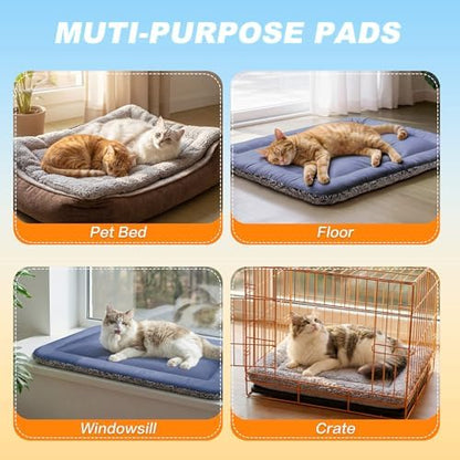 Self Warming Cat Bed, Reversible Cooling Mat for Cats, Dark Blue, 18x24 In - Image 6