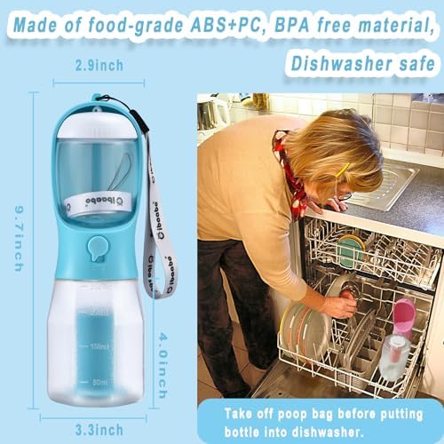 Cibaabo Dog Water Bottle with Food Container & Poop Bag Holder & Filter - Image 6