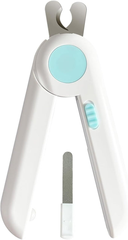 Dog/Cat Nail Clippers with Light - Safe Trimming for Cats & Dogs, Illuminates Quick to Prevent Overcutting, Includes Nail File for Thick Nails