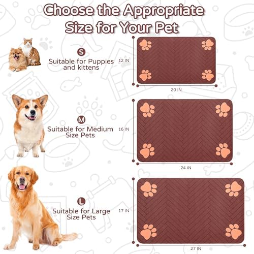Dog Cat Food Mat, Absorbent Pet Feeding Mat for Food and Water Bowl - Image 3