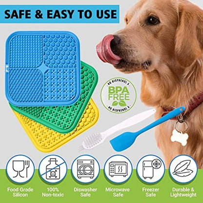 Dog Licking Mat, 3 Pcs Large Licking Mat for Dogs with Suction for Anxiety, Peanut Butter Dog Licking Mat Slow Feeder Dispensing Treater Lick Pad for Dogs Cats Grooming Bathing and Training - Image 5