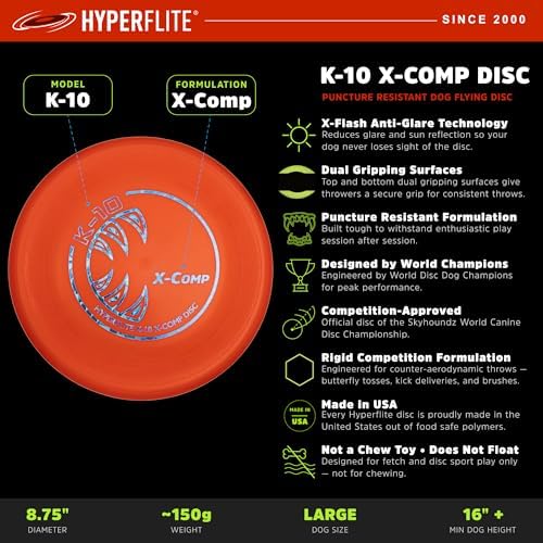 Hyperflite K-10 X-Comp Competition Dog Flying Disc, Medium-Large - Image 3