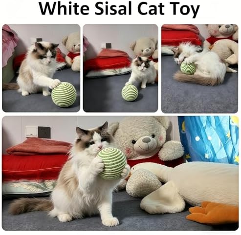 4-Inch Sisal Cat Toy Balls, Cat Toys for Indoor Cats, With Crinkle Sound - Image 4