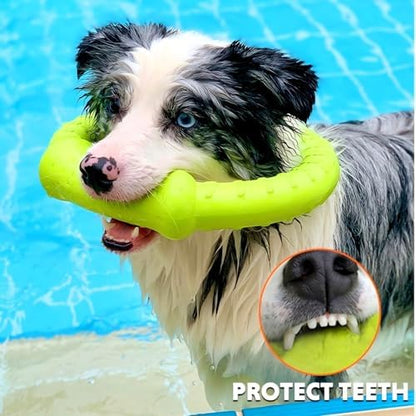LaRoo Dog Ring Toy, Durable Soft Flying Disc, Thickened, Floatable Pool Toy for Medium Large Dogs, Interactive Tug of War & Fetch Toy for Outdoor Training, Teeth Cleaning & Exercise (Green-11.8inch) - Image 5