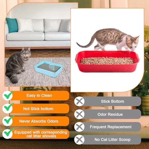 6 Set Small Cat Litter Box Kitten Litter Pan 12.3" x 8.5" x 2.7" Rabbit Plastic Litter Tray with 6 Scoop for Easy Cleaning, Hamster/Guinea Pig/Hedgehog Travel Toilet Pan - Image 5