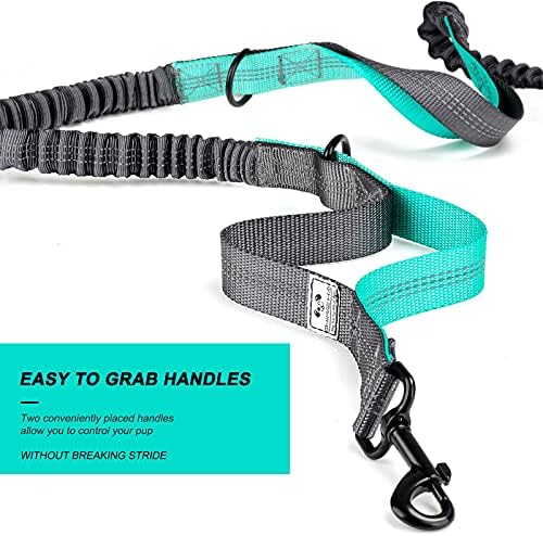 SHINE HAI Retractable Hands Free Dog Leash with Dual Bungees for 2 Dogs, Adjustable Waist Belt Fanny Pack, Reflective Stitching Leash for Running Walking Hiking Jogging Biking Black - Image 5