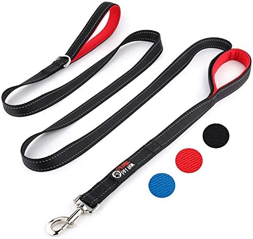 Primal Pet Gear Dog Leash 8ft Long - Black - Traffic Padded Two Handle - Heavy Duty - Double Handles Lead for Control Safety Training - Leashes for Large Dogs or Medium Dogs - Dual Handles Leads by PrimalPetGear