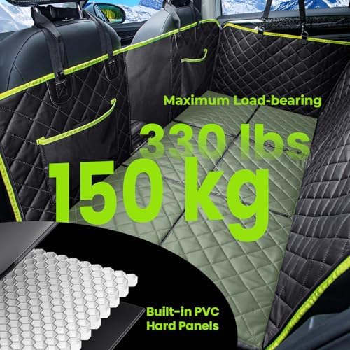 Dog Car Seat Cover for Back Seat, Waterproof Leather Fabric Back Seat Extender for dogs 52.4 * 24.4in, Foldable in The Car, Hard PVC Panels Bottom Support to 330 lbs, for Cars/Mid-Size SUV/Small Truck - Image 5