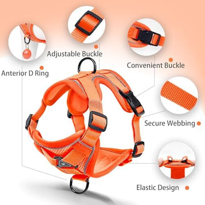 Dog Harness Medium Sized Dog Pet Vest with Leash Set Orange L - Image 3