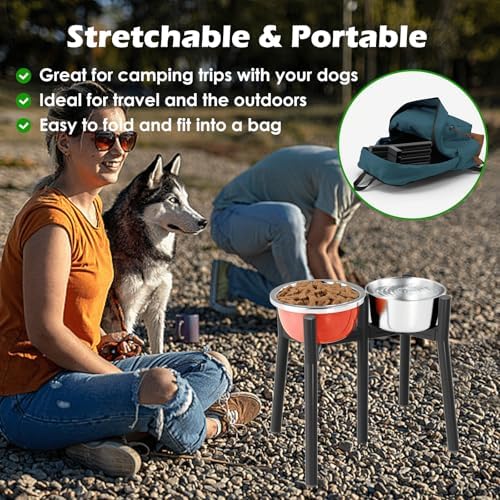 Raised Dog Bowl Stand for Large Dogs, Adjustable Width 7-10.6, 13.7 inch Tall Dog Food Water Stand,Bowl Not Include - Image 6