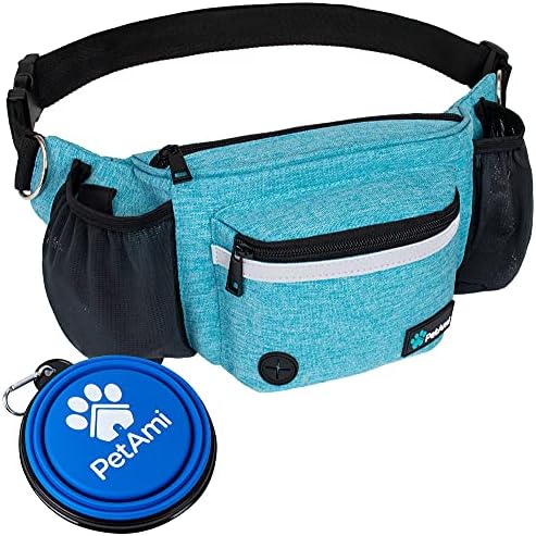 PetAmi Dog Fanny Pack, Treat Pouch for Dog Walking Training, Turquoise Blue by PetAmi