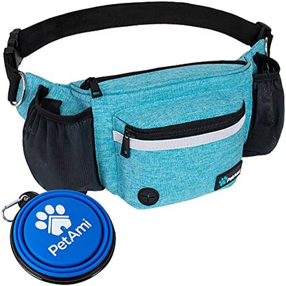 PetAmi Dog Fanny Pack, Treat Pouch for Dog Walking Training, Turquoise Blue by PetAmi