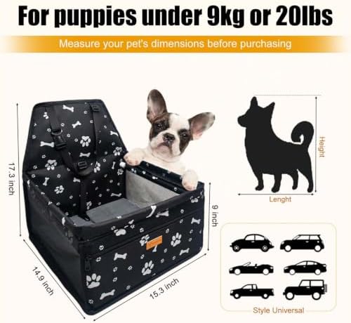 Pet Dog Booster Seat, Upgrading the Framed wall to Prevent Collapse，Breathable and Foldable Pet Car Basket，Removable andWashable pet car seat - Image 6