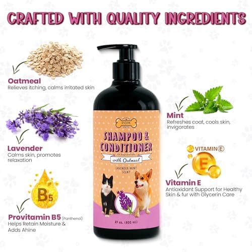 POM Pets 2-in-1 Organic Dog Shampoo & Conditioner – Itchy Skin Relief, Dog Deshedding, Detangles Fur, Cat Shampoo, Paw Cleaner for Dogs, Natural Coat Defense Formula - Image 3