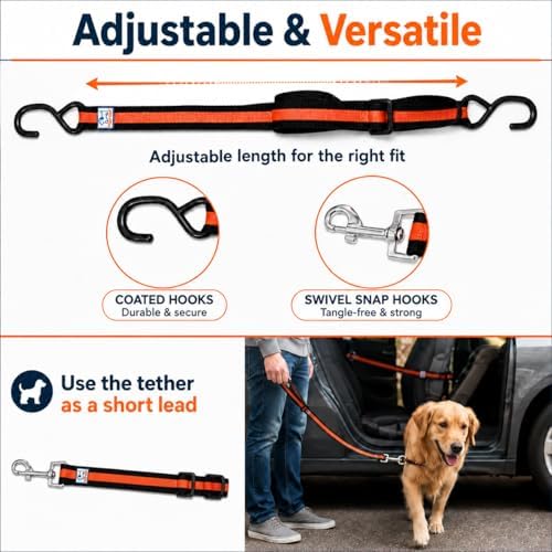 Dog Car Harness & Zipline System - Adjustable Pet Seat Belt for Safe Rides, Reduces Driver Distraction. Durable, Escape-Proof Car Leash for Dogs, Tool-Free Install for Backseat. - Image 6