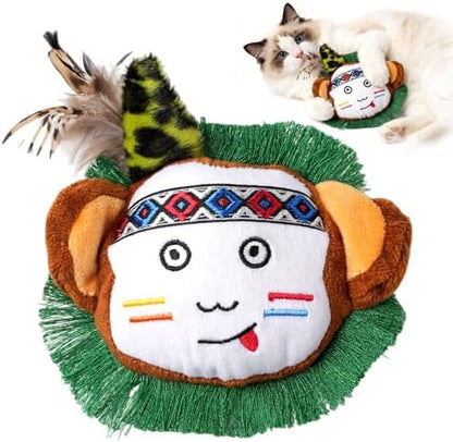 Catnip Interactive Cat Toys Plush Feather Indoor Cats Anxiety Relief Monkey by Whiskopia
