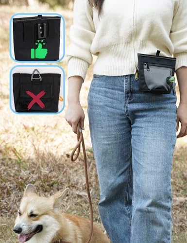 Gobeigo 2 Cup Dog Treat Pouch with Training Clicker(Black/Gray) - Image 4
