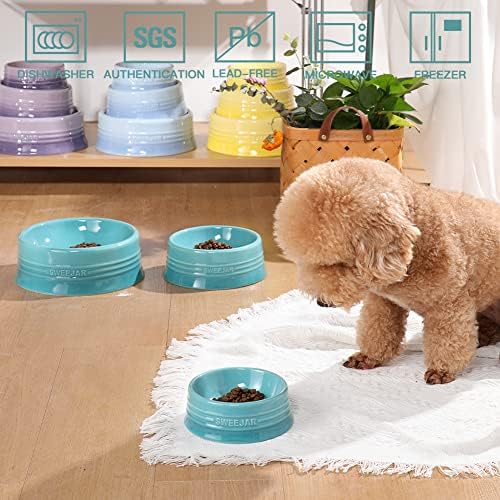Sweejar Gradient Dog Bowl, Ceramic Dog Food Dish for Medium Dogs and Cat, Porcelain Pet Bowl for Food and Water 18 oz (Gradient Blue) - Image 2