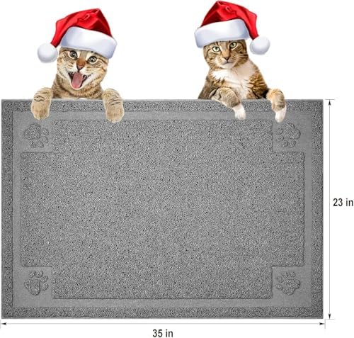 UPSKY Large Cat Litter Mat Trapper 35"×23", Waterproof, Non-Slip, Gray - Image 2