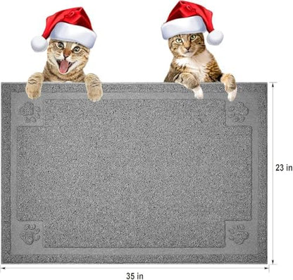 UPSKY Large Cat Litter Mat Trapper 35"×23", Waterproof, Non-Slip, Gray - Image 2