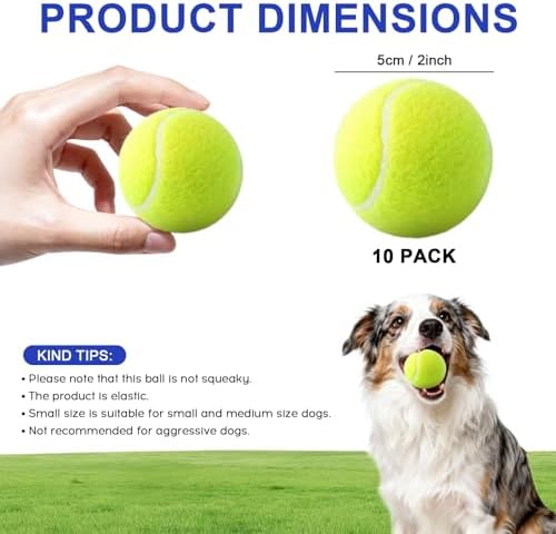 10 Pack of 2 Inch Mini Tennis Balls for Small Dogs, Fetch & Chew Toys, Compatible with 2" Automatic Ball Launchers for Interactive Play (Green 2) - Image 4
