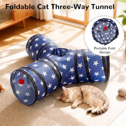 Tempcore Cat Tunnel, 3-Way Collapsible Toy for Indoor Cats, Pentagram - Image 6