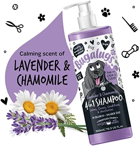 Dog Shampoo by Bugalugs Lavender & Chamomile 4 in 1 Dog Grooming Shampoo Products for Smelly Dogs with Fragrance, Best Puppy Shampoo, Vegan pet Shampoo & Conditioner - Image 2