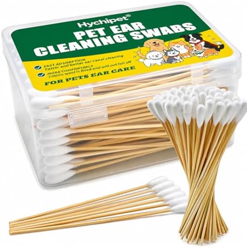 200PCS Long Cotton Swabs in Storage Box,6 Inch Long Cotton Swab with Bamboo Handle for Dogs and Cats - Lint Free,Gentle and Soft Cotton,Ear Swabs Specially Designed for Dogs Ear Cleaning by Unknown