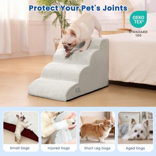 Dog Steps for Bed 17.7" H, 4-Step Pet Stairs Ramp for Small & Medium Dogs - Image 5