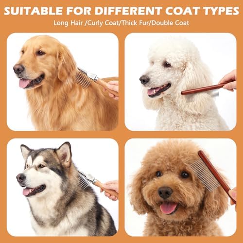 3 Pcs Pet Dematting Comb Set, Undercoat Rake & Stainless Steel Grooming Combs for Dogs & Cats, Serrated Tool to Remove Mats, Knots & Tangles for Wavy, Curly & Long Haired Pets - Image 6