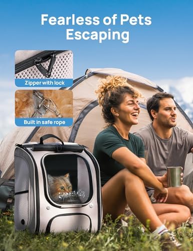 Pecute Cat Backpack Carrier,Large Space Cat Bubble Backpack,Ergonomic,Khaki - Image 6