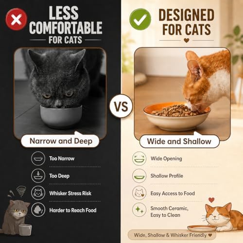 Colorful Ceramic Cat Bowls Set, 6 Pack Whisker-Friendly Cat Dishes for Food and Water, 5.7" Wide and Shallow Plates for Dry Wet Food, Ideal for Multi-Pet Homes, Microwave & Dishwasher Safe - Image 4