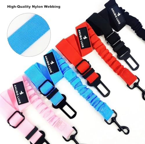 Dog Seat Belt Retractable Dog Leash Adjustable Dog Seatbelt for Vehicle Pet Safety Elastic Nylon Bungee Buffer Strap Elite Heavy Duty Durable Car Harness Tether for Dogs (Pink) - Image 6