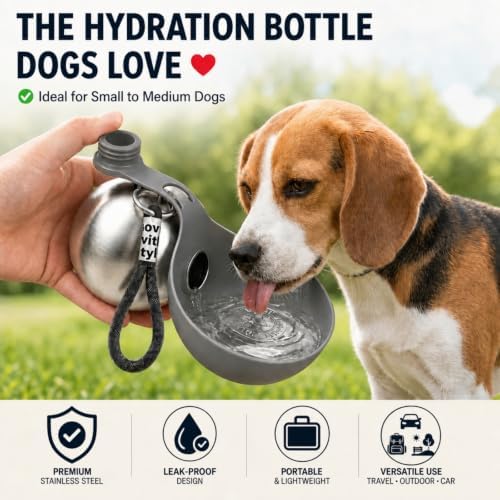 Portable Dog Water Bottle Bowl, 10oz Stainless Steel Puppy Water Dispenser - Image 2