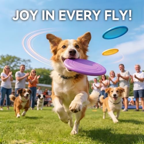 Dog Frisbee 3 Pack – Durable Rubber Dog Toys for Outdoor Fetch – 7 Inch Lightweight Floating Frisbee for Dogs, Soft on Teeth, Training & Water Play - Image 2