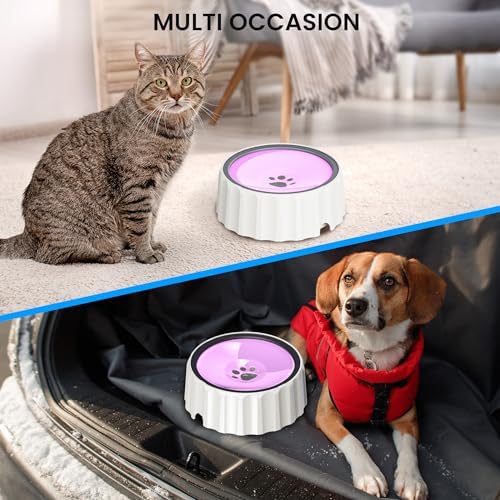 Dog Small Animals Water Bowl No Spill 70oz/2L Large Capacity Dispenser Non Slip No Splash Small Animals Bowl Pet Slow Feeder No Drip Dog Water Bowl on Vehicle for Dogs and Cats - Pink - Image 6